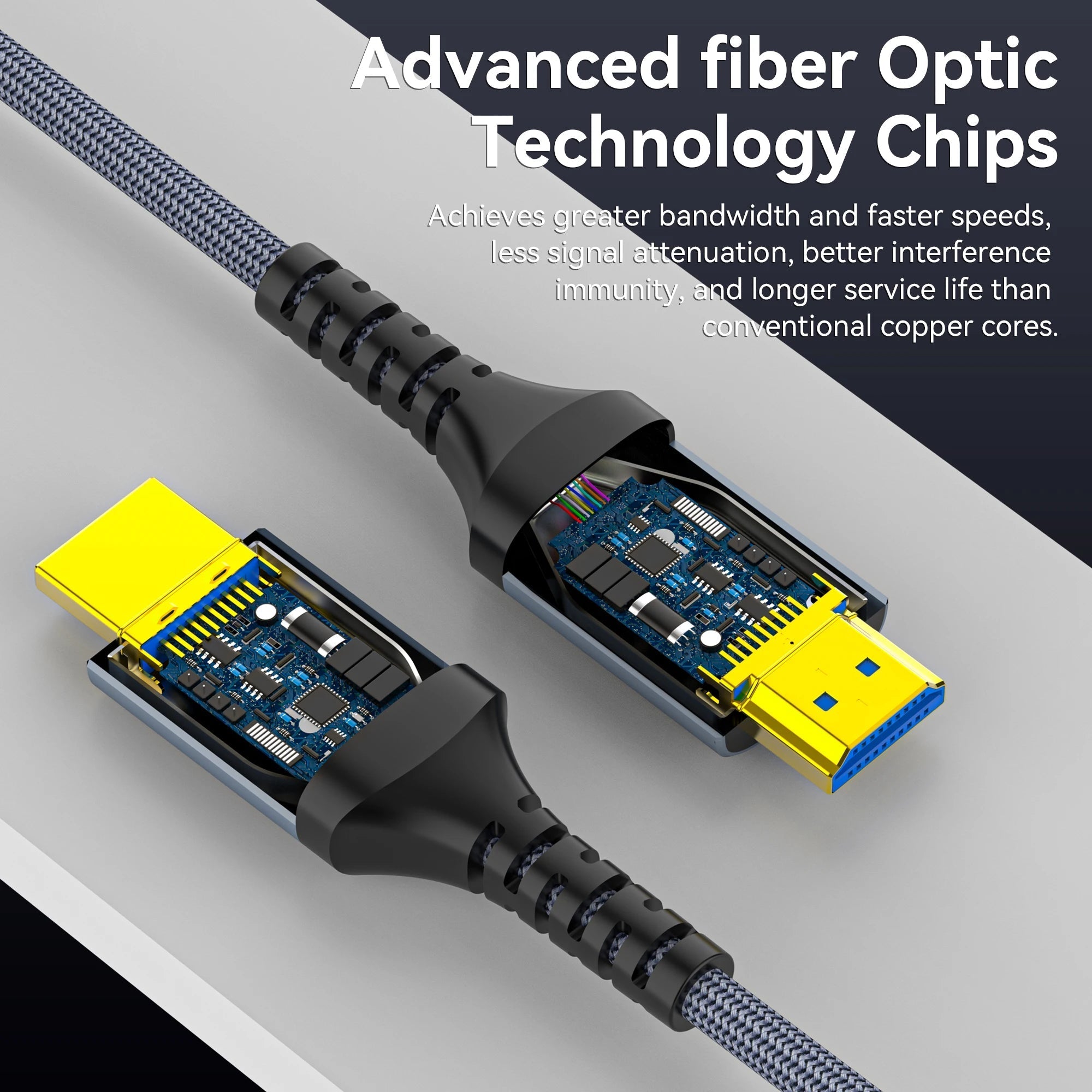 Câble HDMI 8K 2.1 Fiber Optic - 8K60Hz 4K120Hz Dynamic HDR eARC PS5 TV - GoldBridge