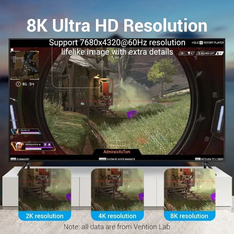 Câble HDMI 8K 2.1 Long MIZIQIER 48Gbps - Tressé 4K@120Hz Roku TV PS5 RTX - GoldBridge