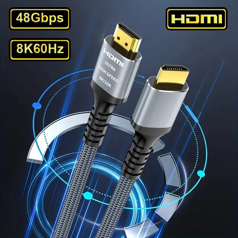 Câble HDMI 8K 2.1 Long MIZIQIER 48Gbps - Tressé 4K@120Hz Roku TV PS5 RTX - GoldBridge