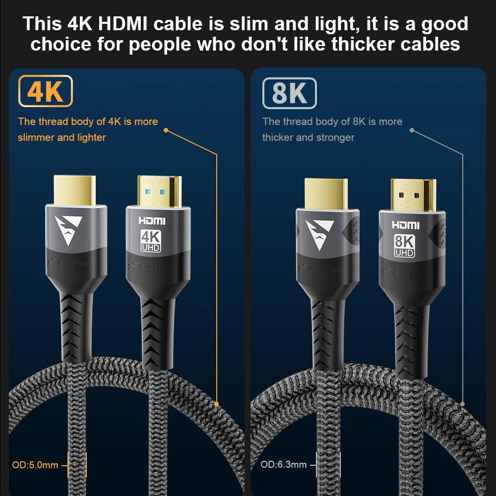 Câble HDMI 8K 2.1 Tressé 48Gbps - 4K@120Hz 8K@60Hz DTS:X HDR10 PS5 Laptop - GoldBridge