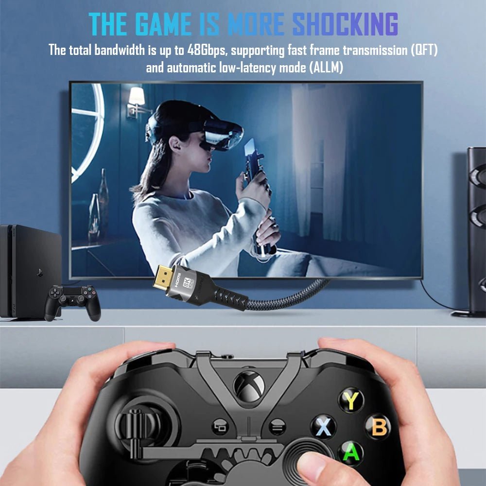 Câble HDMI 8K 2.1 Tressé 48Gbps - 4K@120Hz 8K@60Hz DTS:X HDR10 PS5 Laptop - GoldBridge
