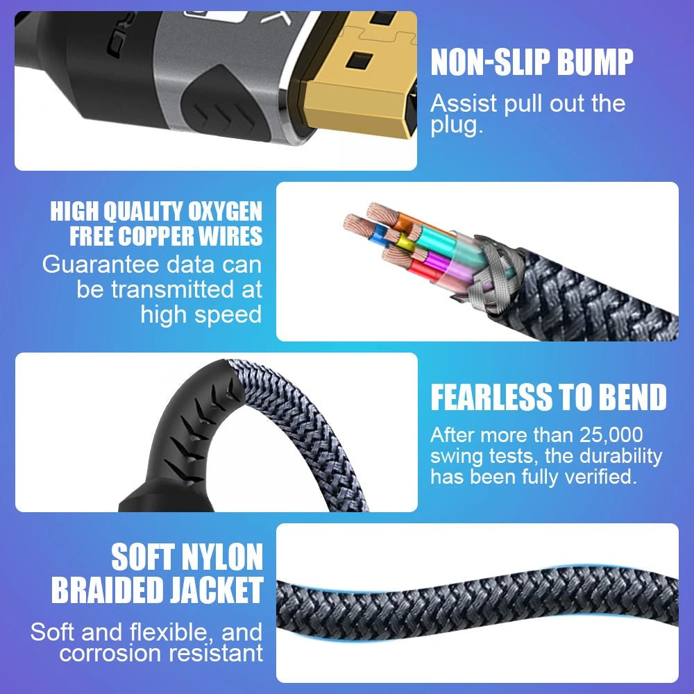 Câble HDMI 8K 2.1 Tressé 48Gbps - 4K@120Hz 8K@60Hz DTS:X HDR10 PS5 Laptop - GoldBridge