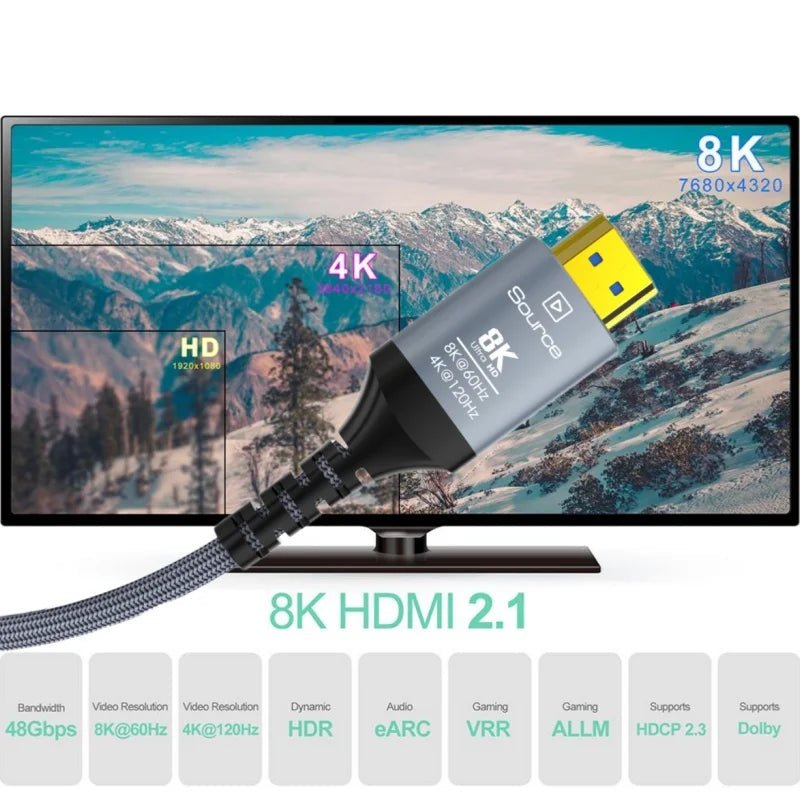 Câble HDMI 8K Fiber Optic 2.1 MIZIQIER 10 - 30M - 48Gbps 4K120Hz PS5 Xbox RTX - GoldBridge