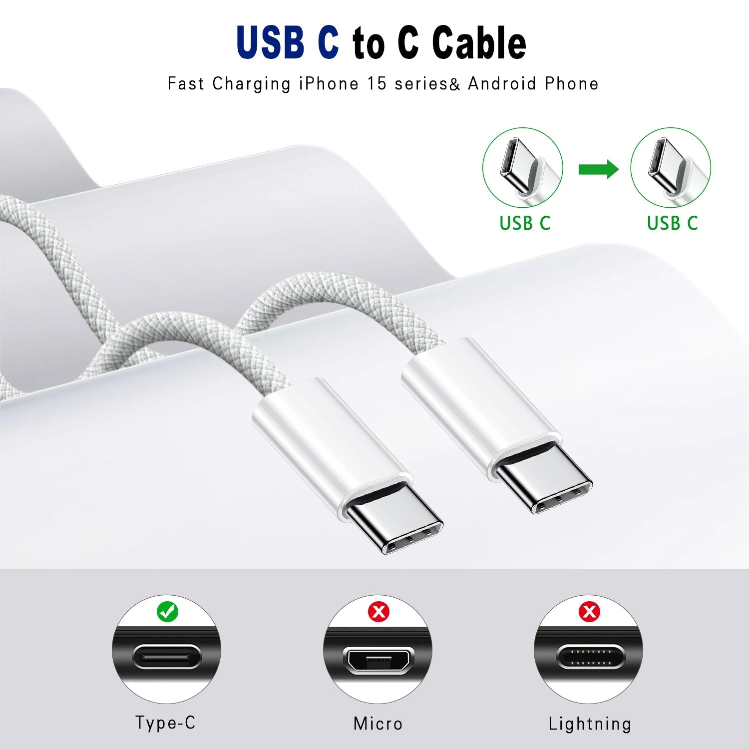 Câble USB - C 60W Charge Rapide 1m/2m - Type - C PD Fast Charging - GoldBridge