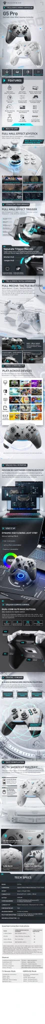Manette Machenike G5 Pro Elite - Hall Trigger Mecha - Tactile Switch PC Android iOS - GoldBridge
